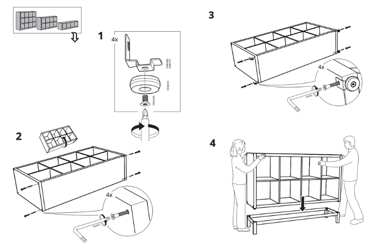 how to install IKEA KALLAX with leg base