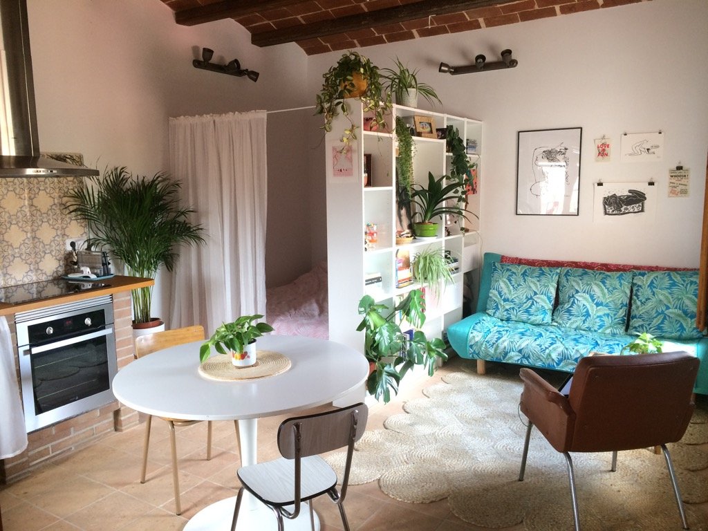 studio apartment with BILLY bookcase room divider