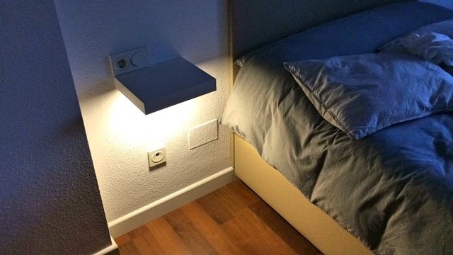 IKEA floating nightstand with light. IKEA LACK hack