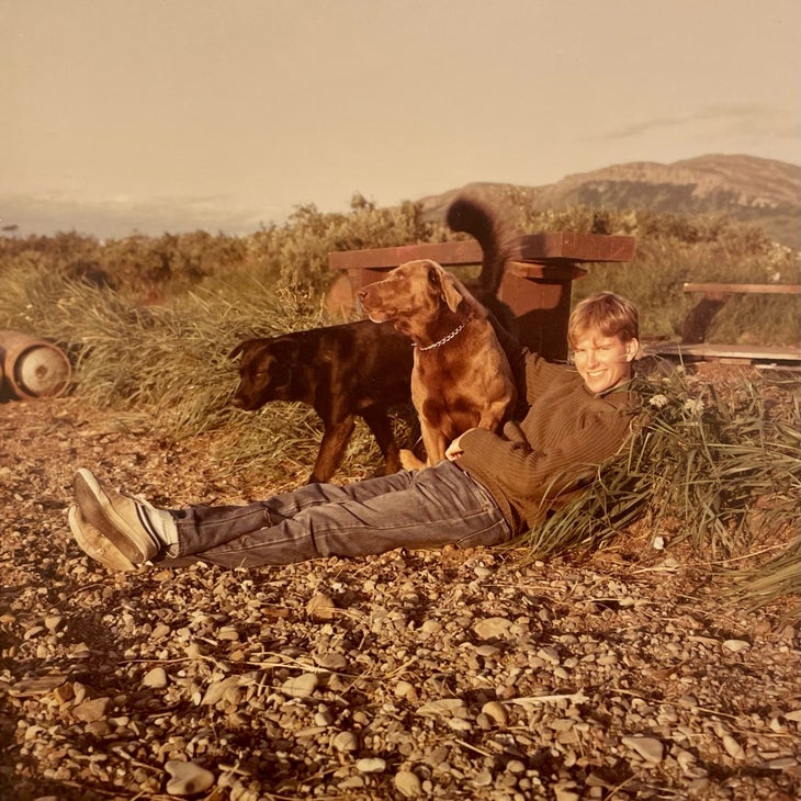 Sella taking it easy at a hunting lodge in Canada, probably in the late 1970s