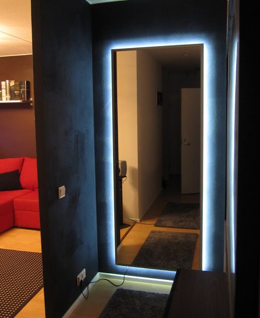 IKEA HOVET mirror hack with ambient lighting