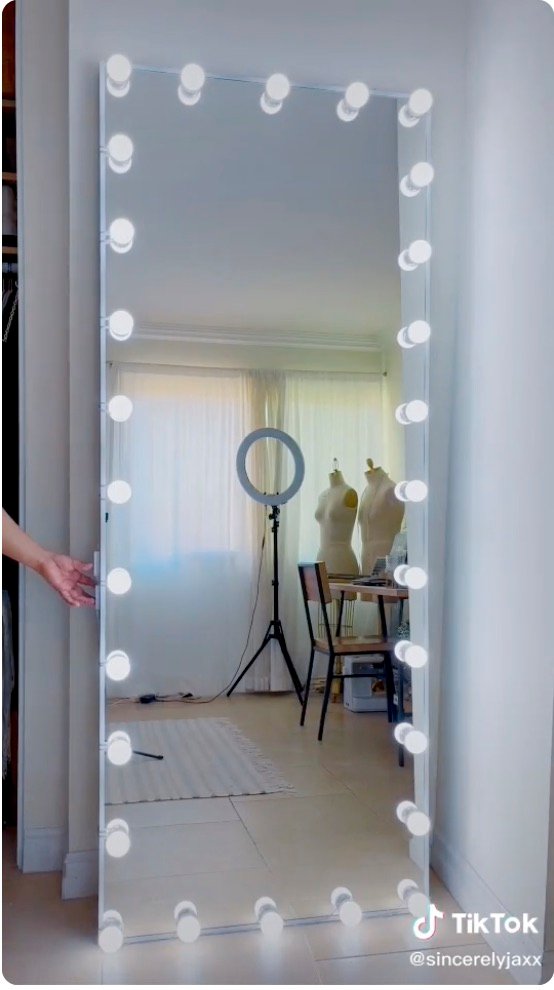 Full length vanity mirror using IKEA HOVET and LED light bulbs