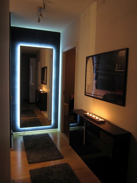IKEA HOVET mirror hack with ambient lighting