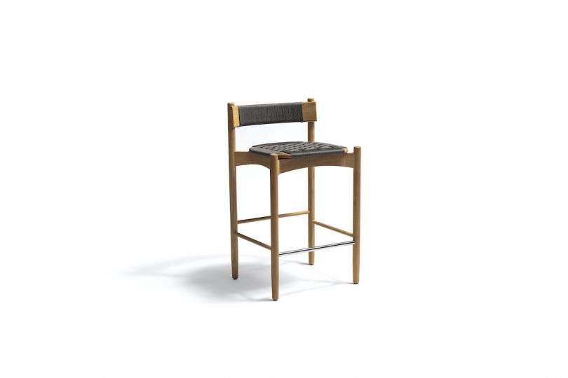 Koster Bar Stool - constructed of teak and acrylic rope