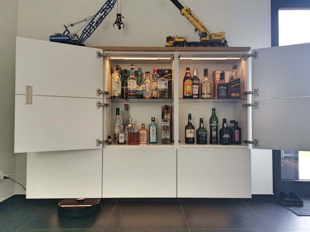 Bar cabinet stocked
