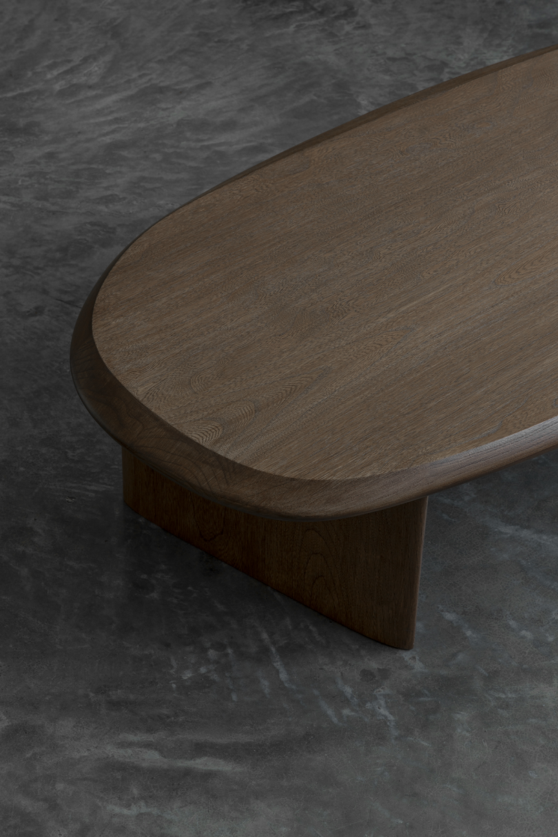 detail of walnut table