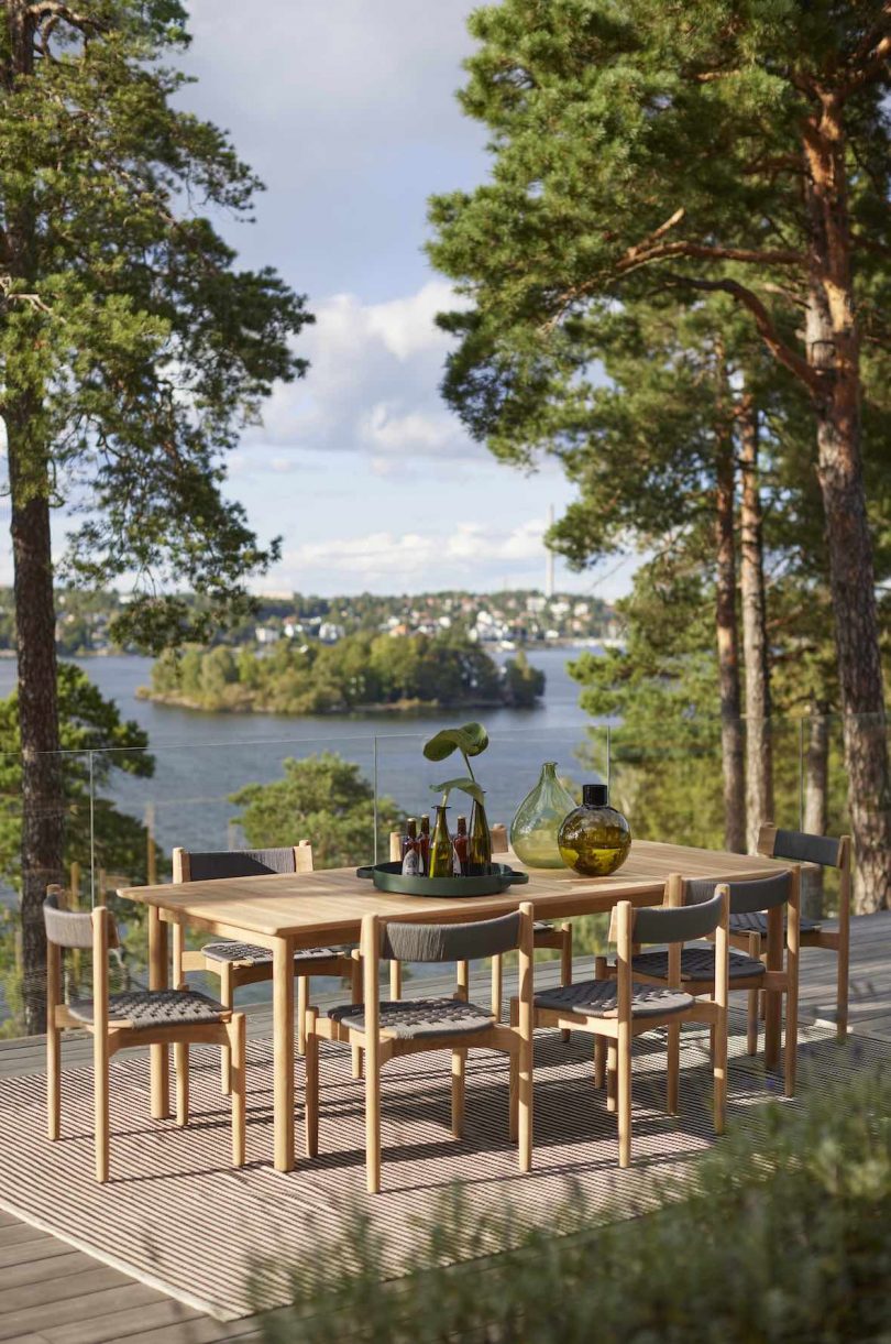Koster chairs and dining table featuring weather proof materials