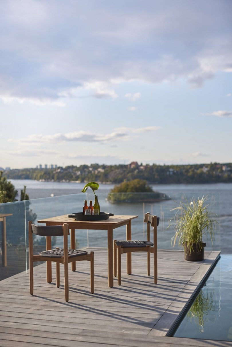 Koster dining chairs and table overlooking vista