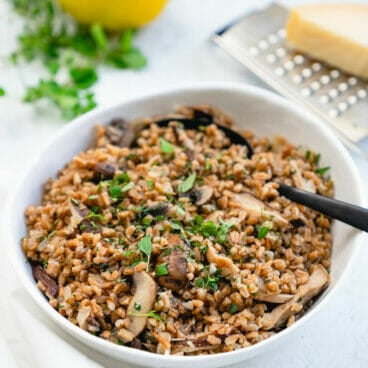 Farro with mushrooms