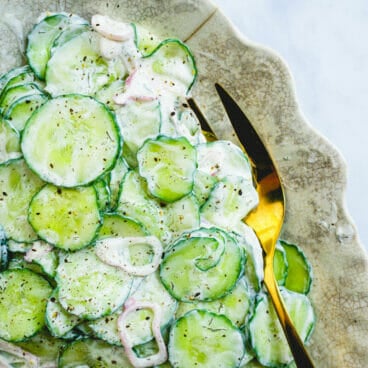 Cucumber salad with sour cream