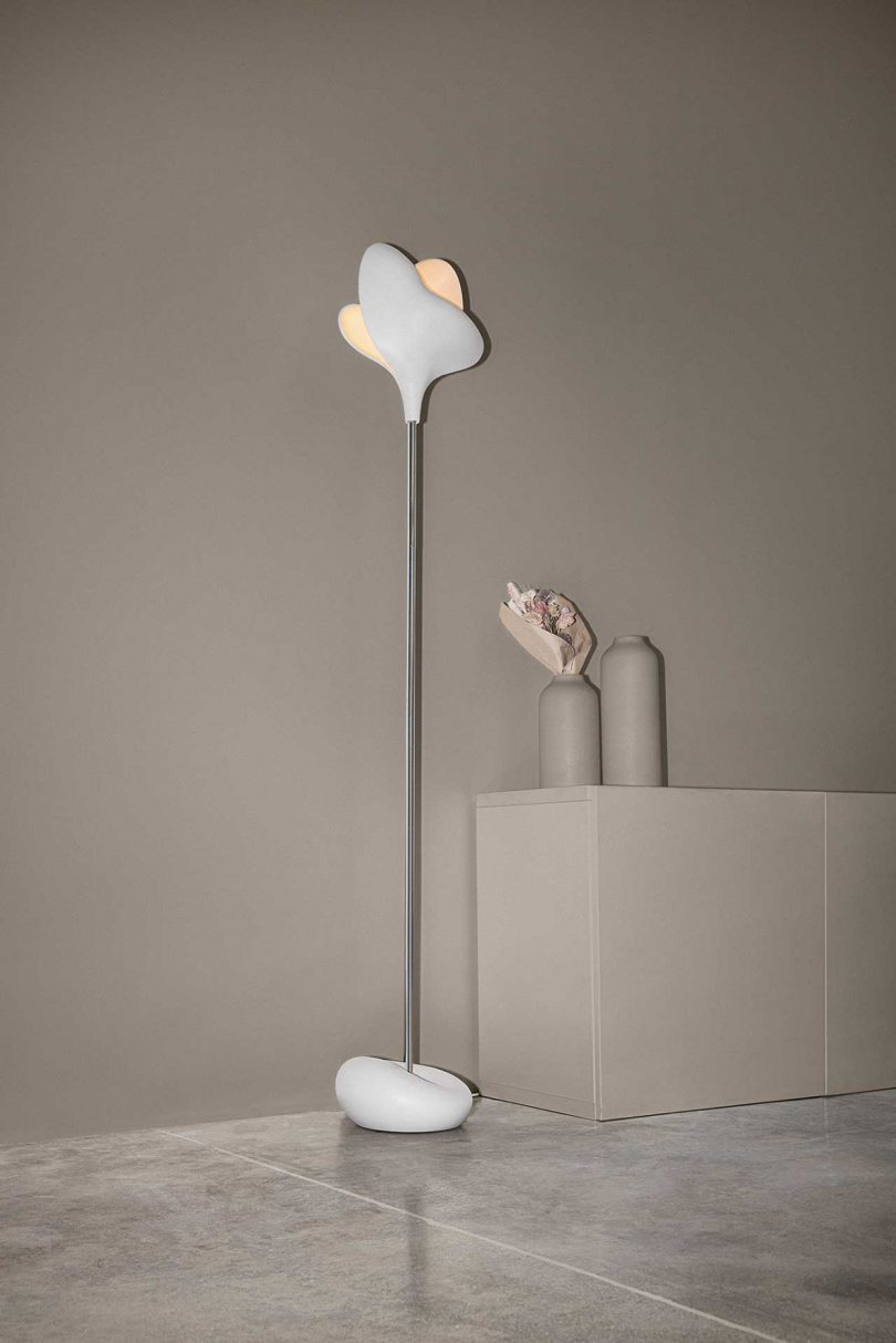 sculptural white floor lamp